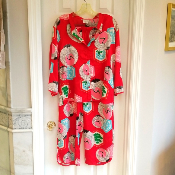 Josie Natori for Target Red Crane Pajamas Medium - Picture 1 of 5